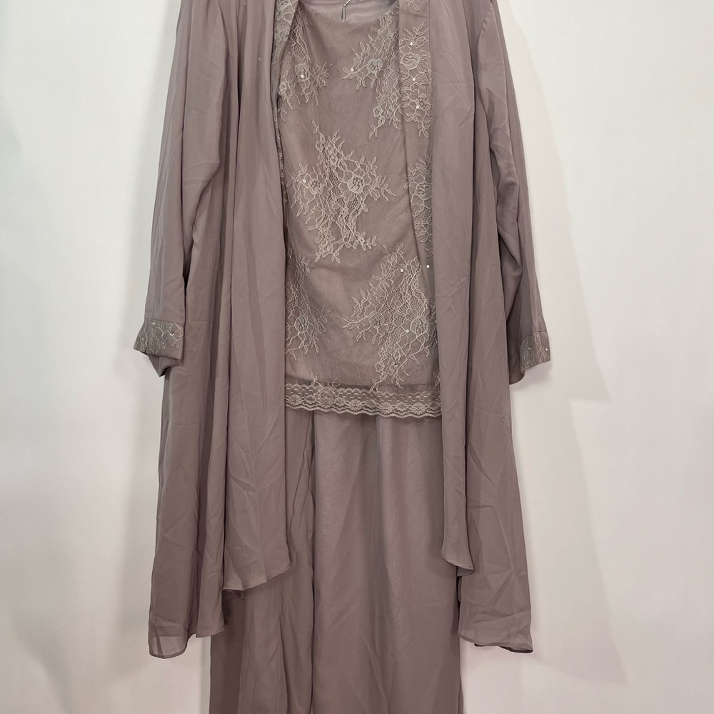 Dusty Mauve Purple Mother of Bride Son 3 Piece Set Pants Top Shrug Sz 24W NWT - Picture 2 of 8